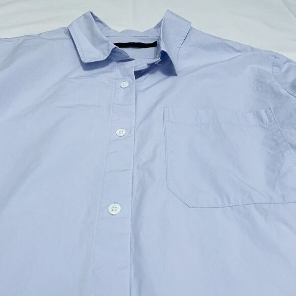 Jenny Kayne Boyfriend oversized button down Poplin shirt French Blue sz L - Picture 3 of 7